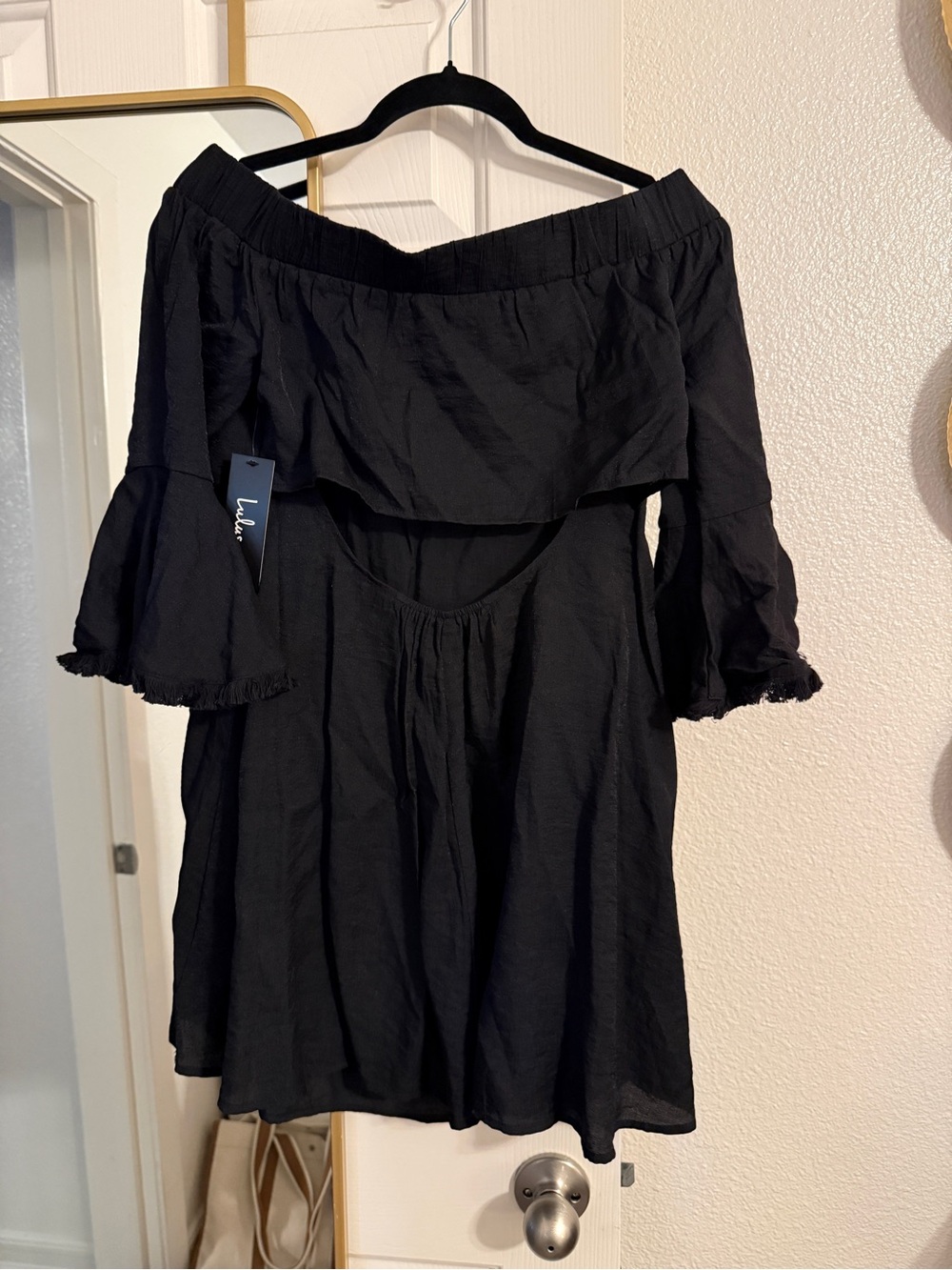 NWT Lulu's Black Off-Shoulder Ruffled Dress - Picture 2 of 4